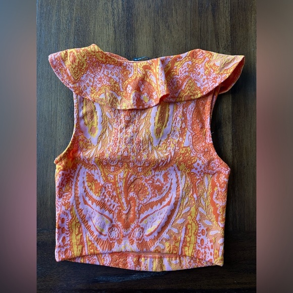 Zara Orange and Pink Women's Top- size Medium - Picture 5 of 6